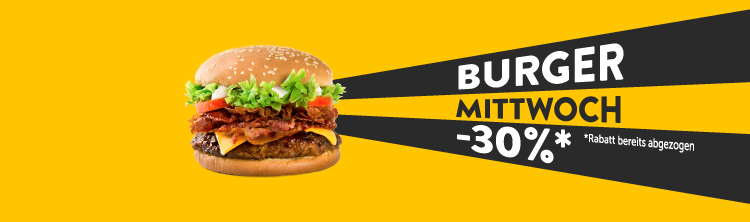 Burger-Mittwoch - spare 30% auf dein Burger