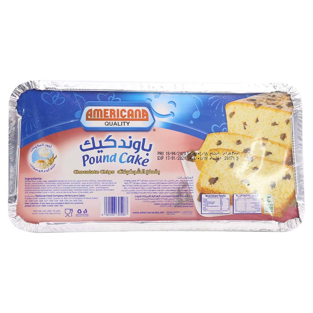 Buy Americana Pound Cake Choc Chips 300g Online In Bahrain Talabat