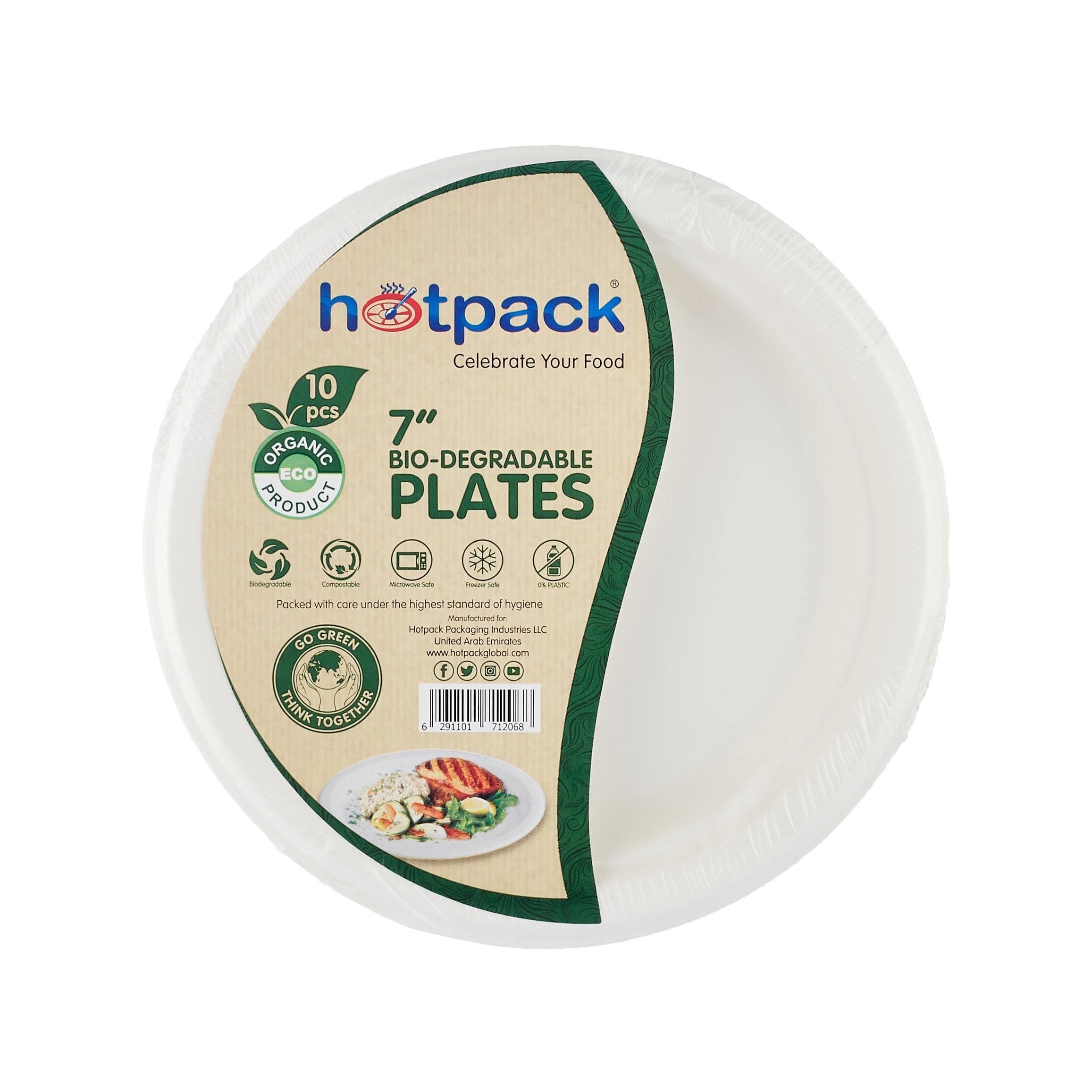 Buy Hotpack Bio Degradable Paper Pulp Plate 7" x 10 Pcs Online in Bahrain Talabat Bahrain
