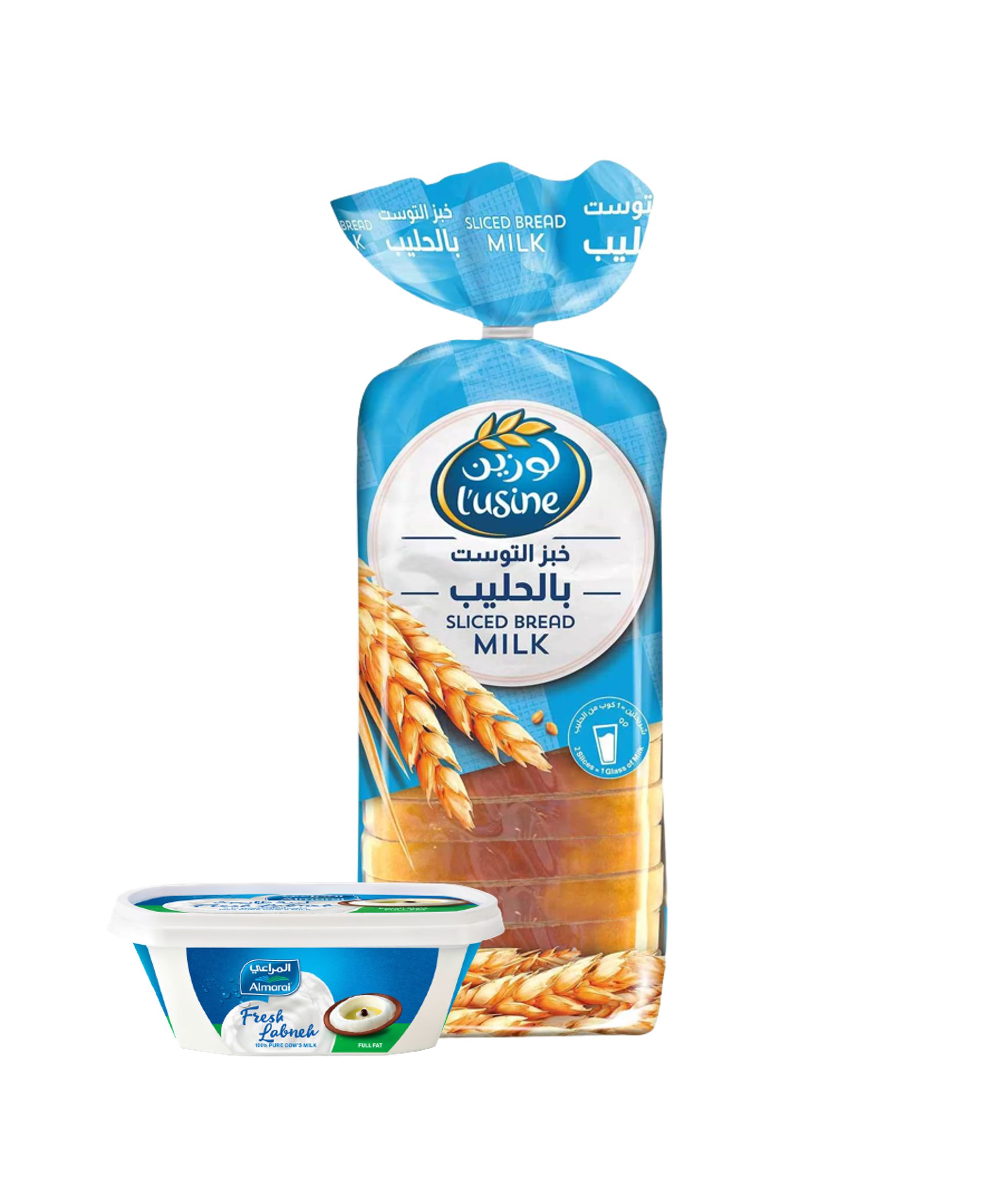 Buy L'usine Milk Sliced Bread 600g + Almarai Labneh Turkish Full Fat ...