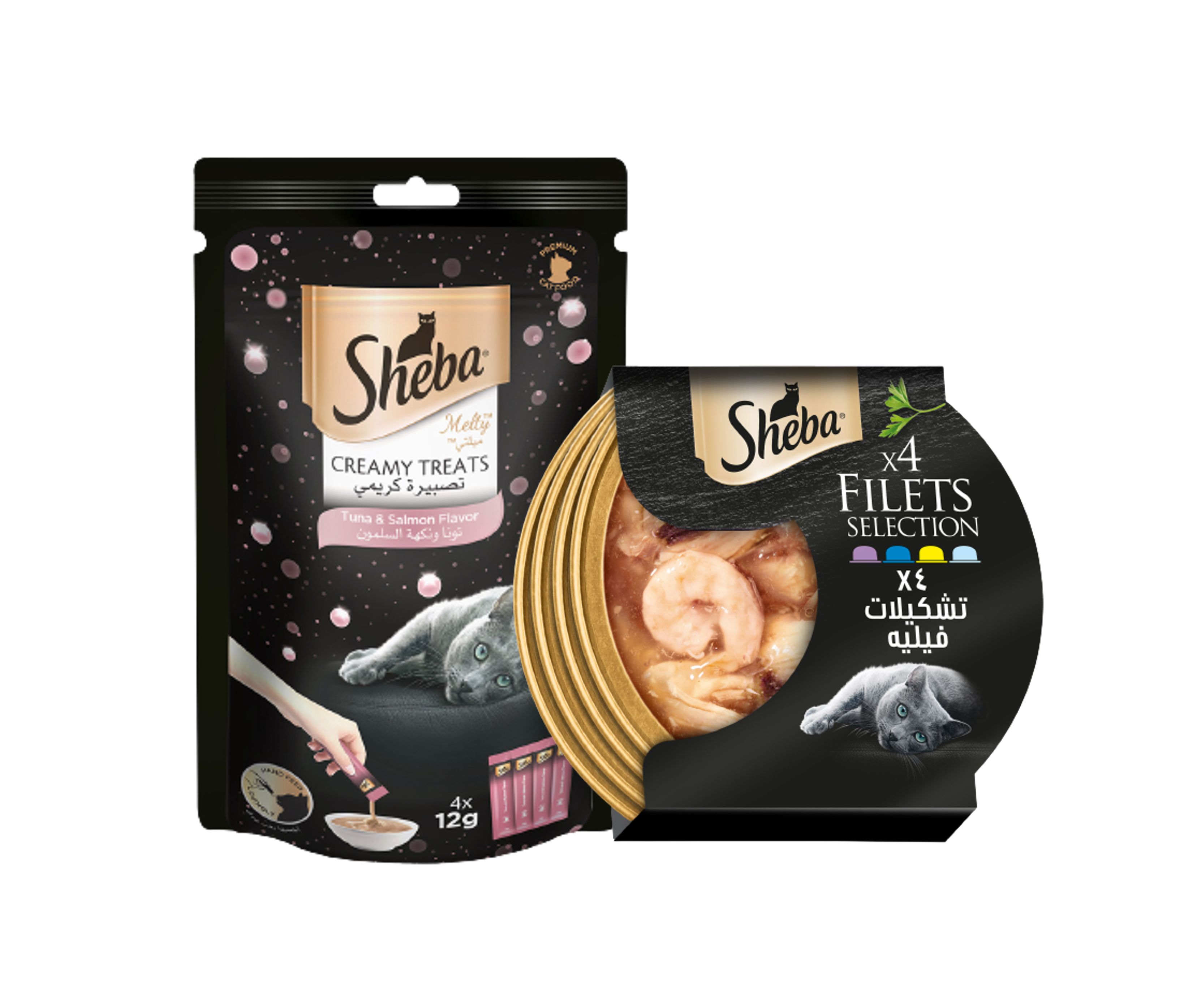 Buy Sheba Wet Cat Food Variety 60g x 4 Pcs + Sheba Melty Creamy Treats
