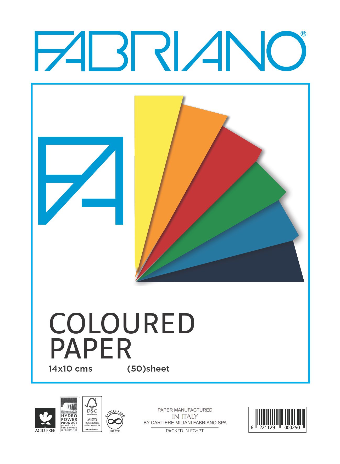 Buy Fabriano Coloured Paper 180 Gm 50 Sheets (14*9.5 Cm) Online in ...