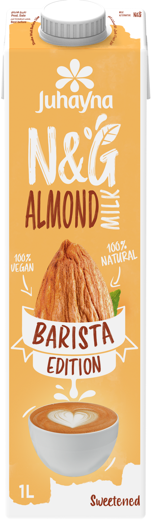 Buy Juhayna Natural Barista Almond Milk Sweetened, 1L Online in Egypt