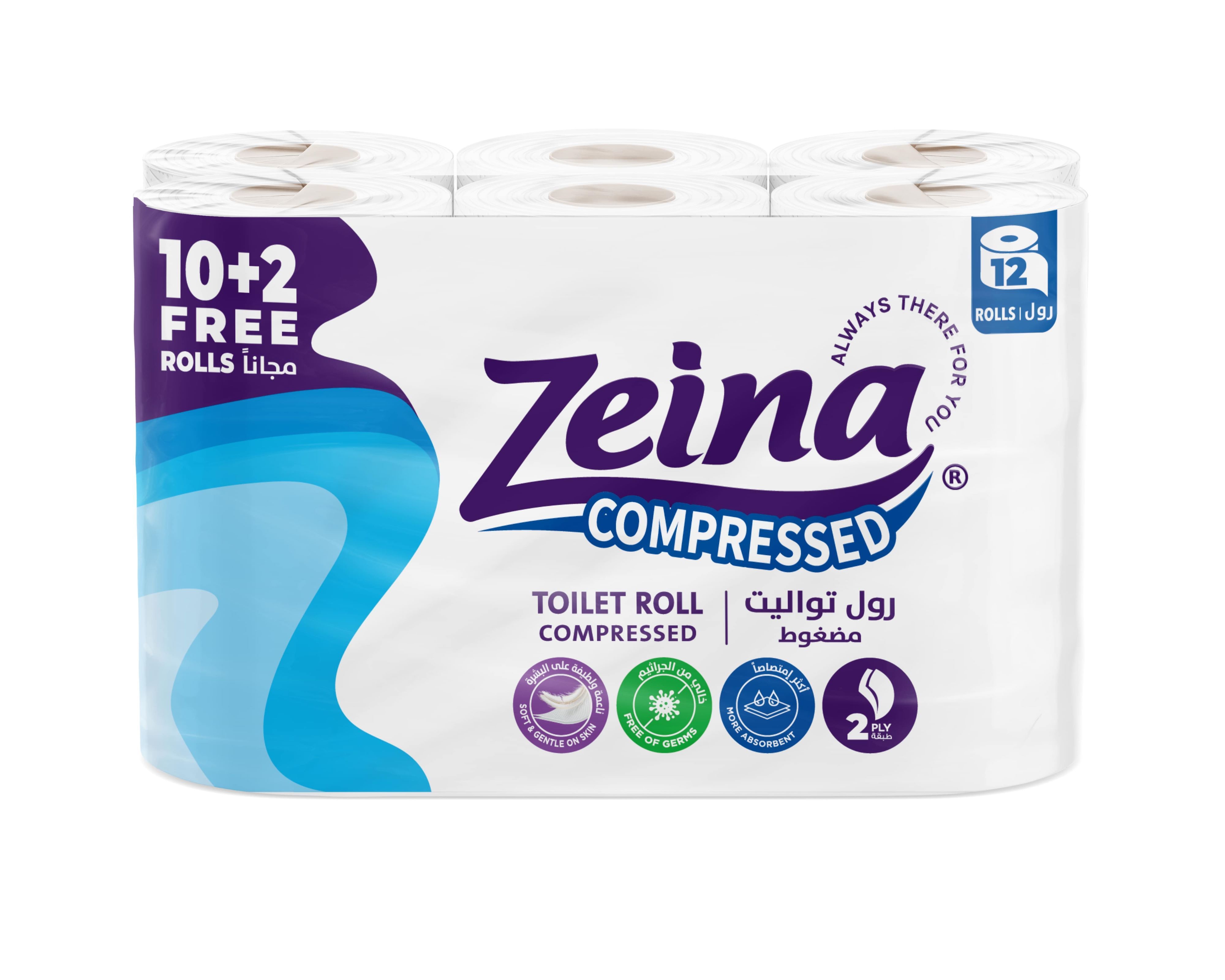 Buy Zeina Compressed Toilet Rolls 10+2 Rolls Online in Egypt | Talabat ...