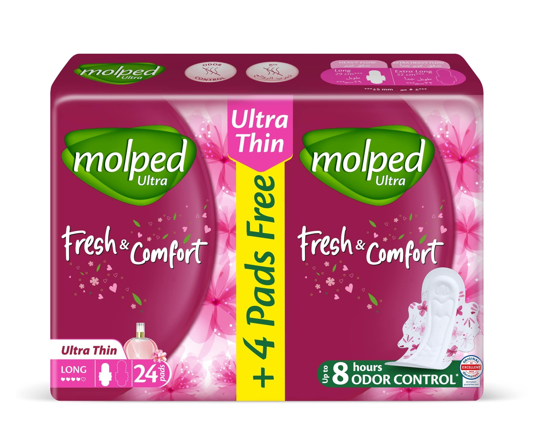 Buy Molped Ultra Fresh & Comfort Eco Pack Long 24 Pads Online in Egypt ...