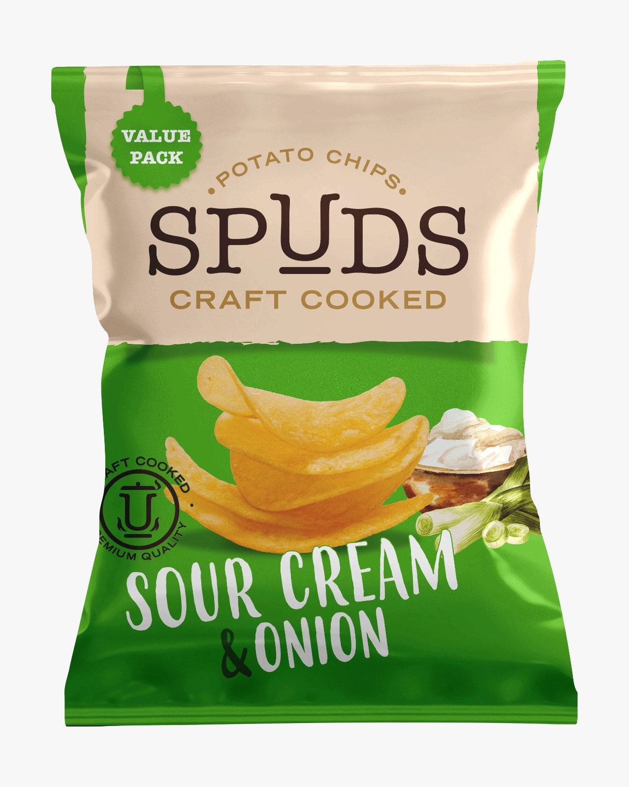 Buy Spuds Craft Sour Cream & Onion Cooked Potato Chips, 57-67g Online ...