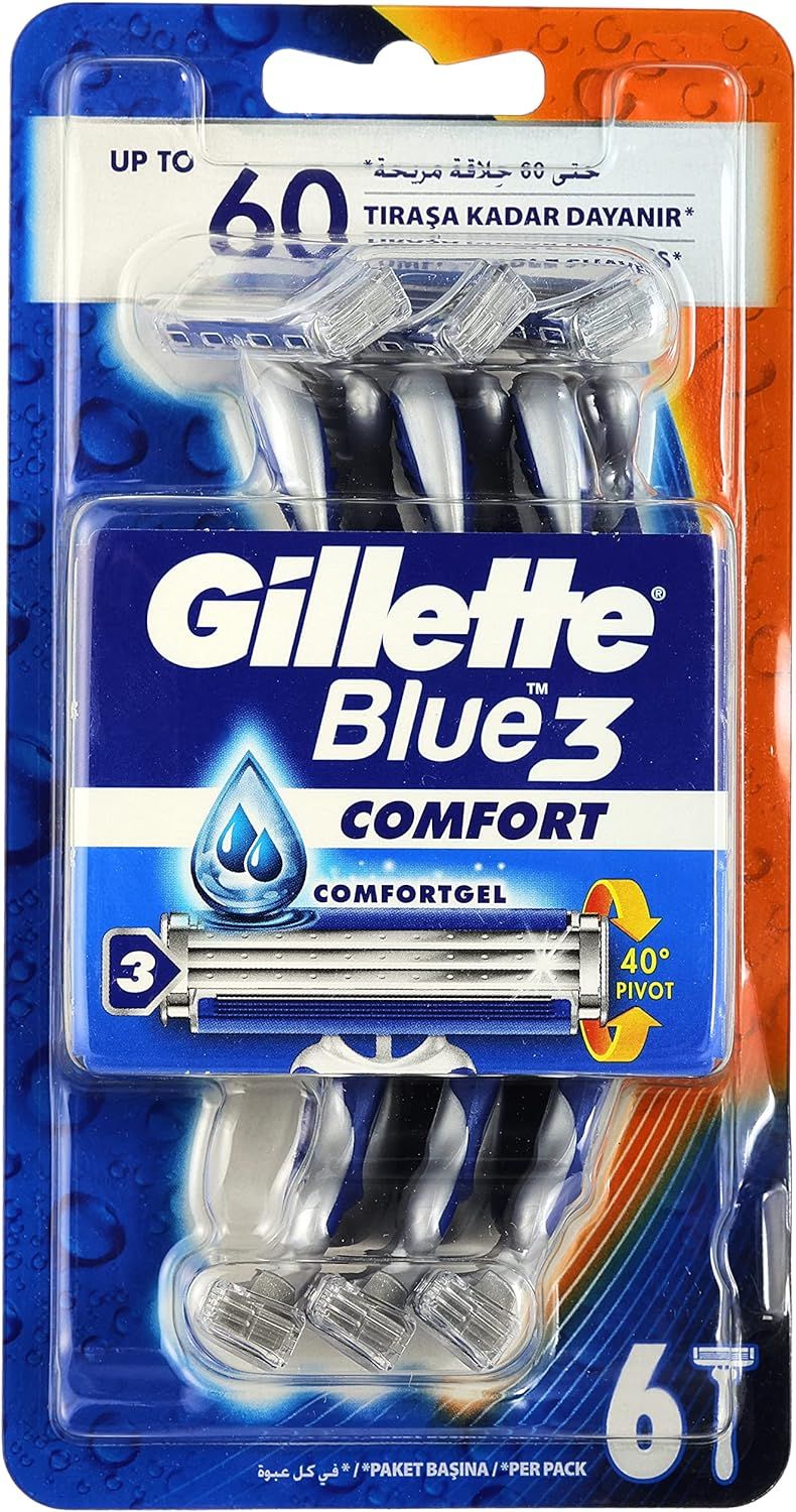 Buy Gillette Blue 3 Comfort Men Disposable Razor Pack, 6 Pieces Online ...