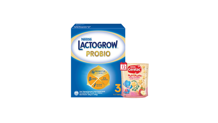 Nestle Lactogrow 3 325g x 2 & Cerelac Nutri Banana & Strawberry 50g