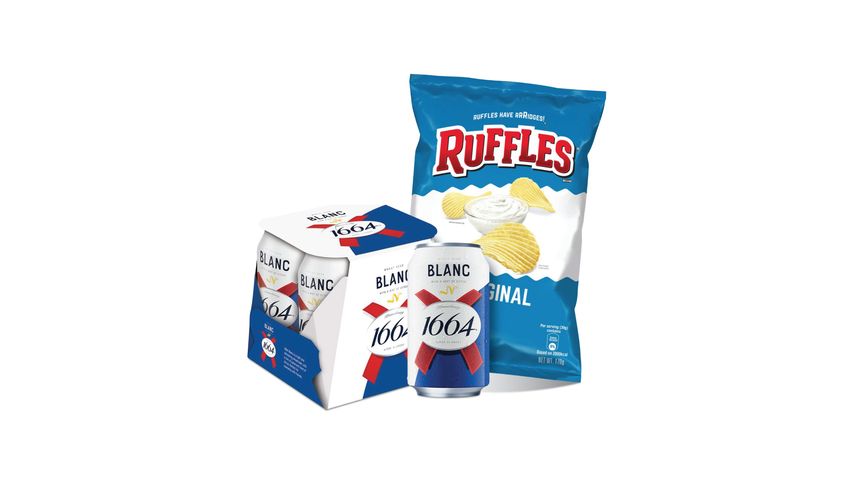 Kronenbourg 1664 Blanc Wheat Beer Can (Alcohol) 4s x 320ml + Ruffles Original 170g