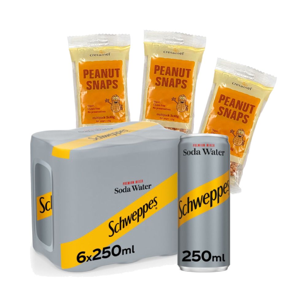 اشترِ Schweppes Soda Water 250ml x 6 Pcs + Cretamel Gluten Free Vegan