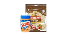 Mission Wraps Wholegrain 360g + Skippy Chunky Peanut Butter 500g 1 Pack