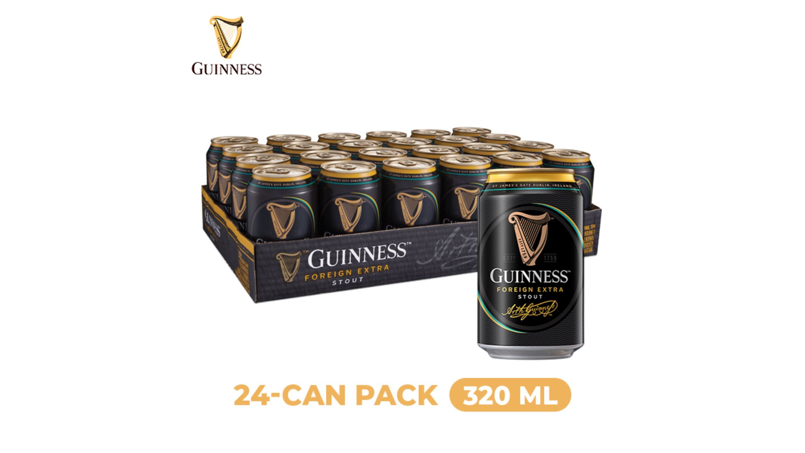 Beli Guinness Stout Can 24pcs x 320ml daripada pandamart Muar