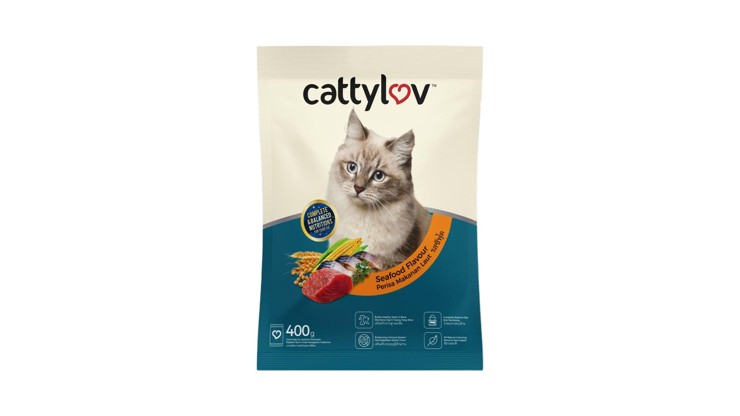 Buy Cattyluv Dry Cat Food Seafood 400g from pandamart Setia Alam