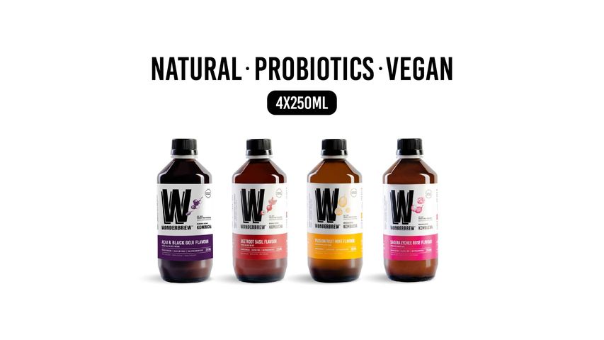 WonderBrew Kombucha Mixed Flavours | 250ML x4