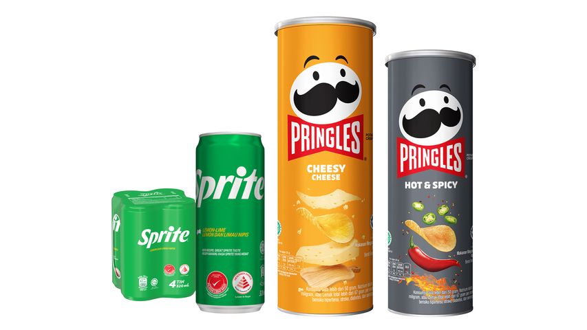 Sprite Cans 4s x 320ml +Pringles Tin Cheesy Cheese | 107g +Pringles Hot & Spicy | 107g