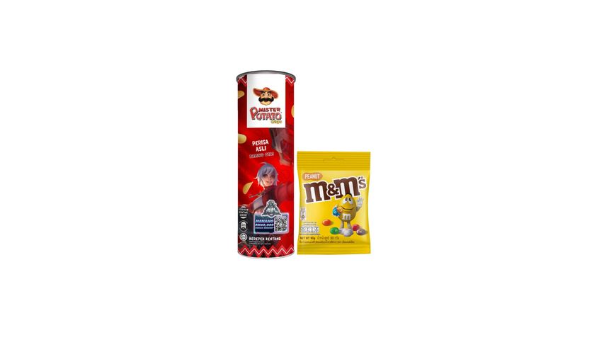 M&M's Peanut Chocolate Candies 90g + Mister Potato Crisps Original 125g ...