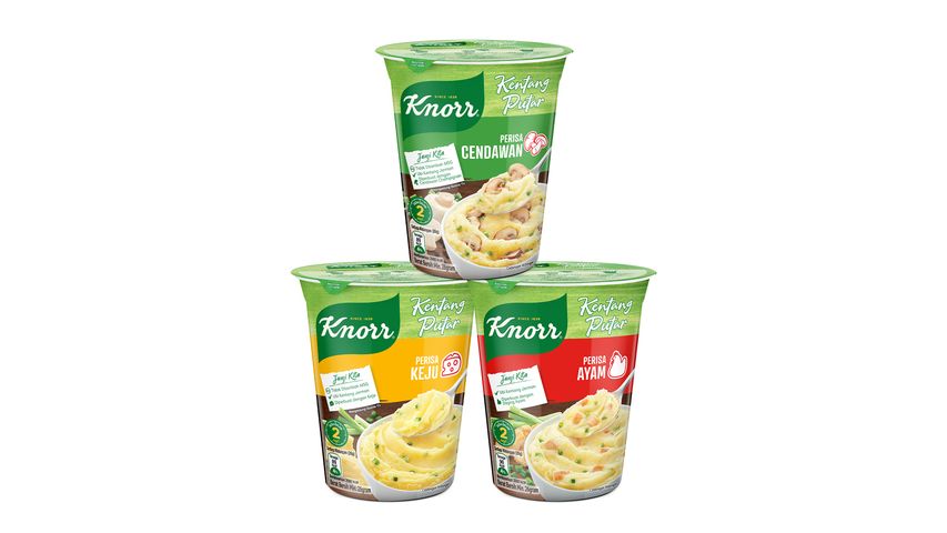 Knorr Mashed Potato Cup Bundle x3 (Cheese x1, Chicken x1, Mushroom x1)