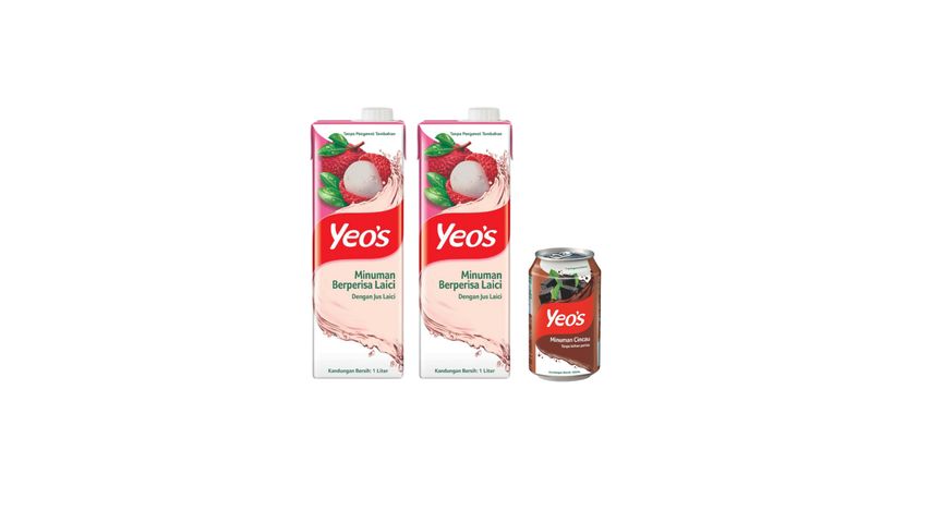 Yeo's Lychee Drink | 1 L x 2 + Yeo's Canned Drinks Grass Jelly | 300 ml