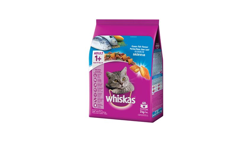 Buy Whiskas Ocean Fish Flavour Cat Food Pet 3kg from pandamart  (Bashundhara) online