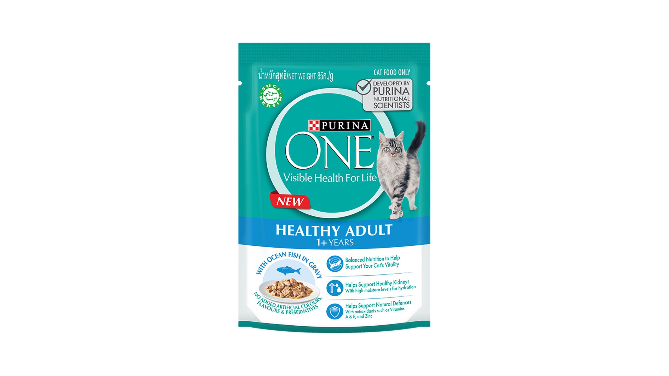 Buy Purina One Adult Cat Ocean Fish Pouch 85g from pandamart