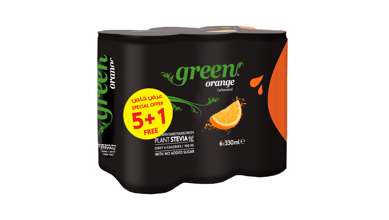 Buy Green Orange Carbonated Soft Drink 330 ml x 5 + 1 Free Online in