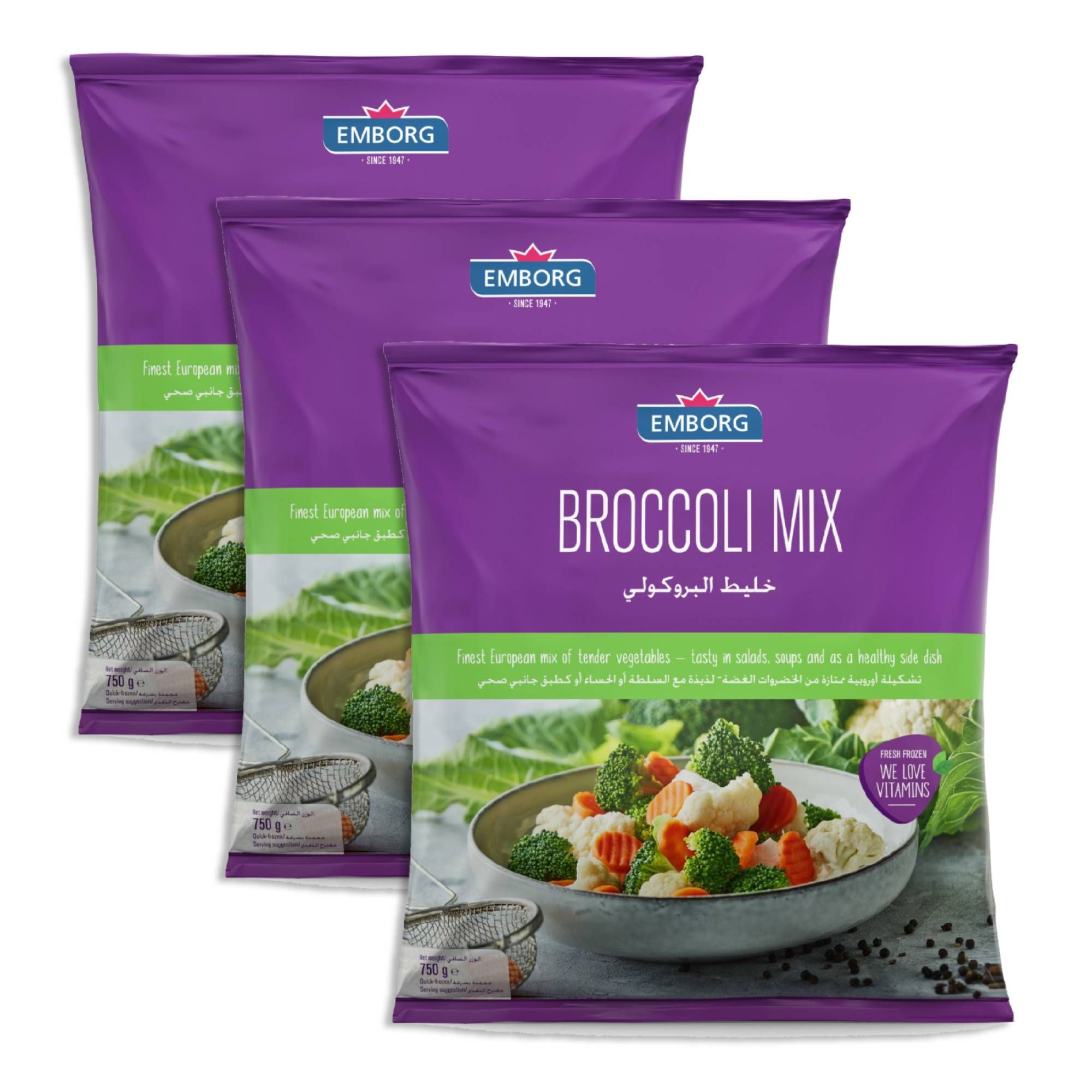 Buy Emborg Frozen Broccoli Mix 750 g x 3 Pcs Online in UAE | Talabat UAE