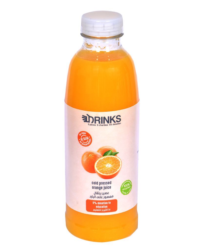 Buy Five Drinks Cold Pressed Orange Juice 750 ml Online in UAE
