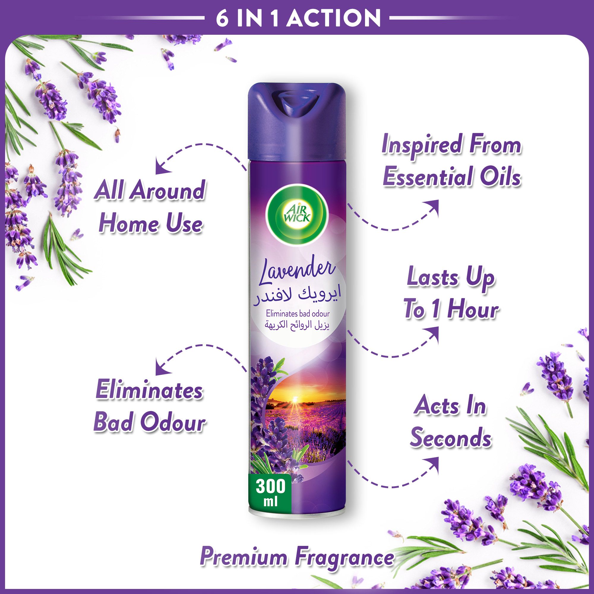 Buy Air Wick Wild Lavender & Mountain Breeze Aqua Mist Air Freshener, 345ml  Online in UAE