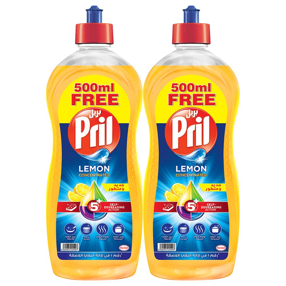 Buy Pril Dishwashing Liquid Lemon 1.5 Ltr x 2 pcs offer Online in UAE
