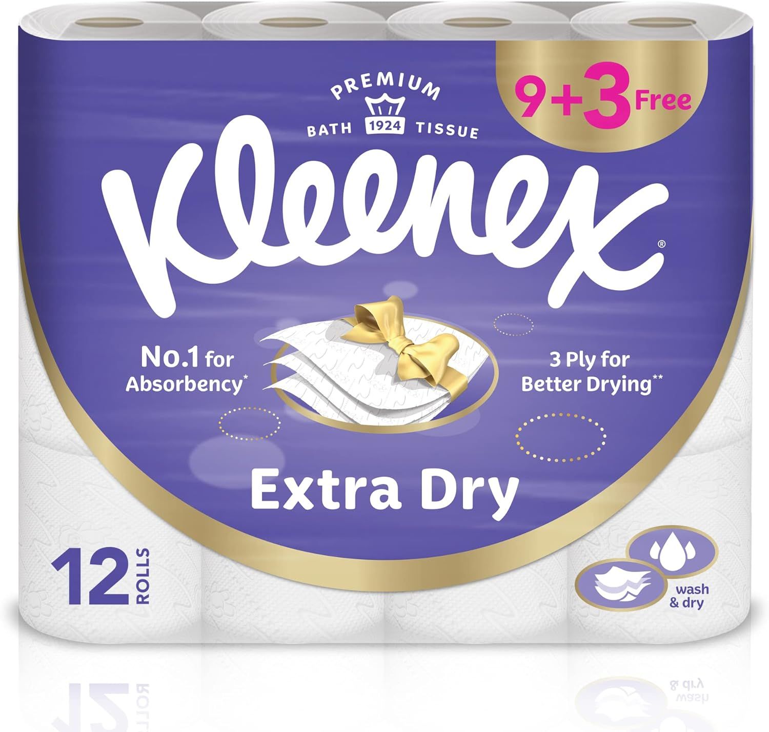 Buy Kleenex Extra Dry Toilet Tissue Paper 3 Ply, 12 Rolls x 160 Sheets