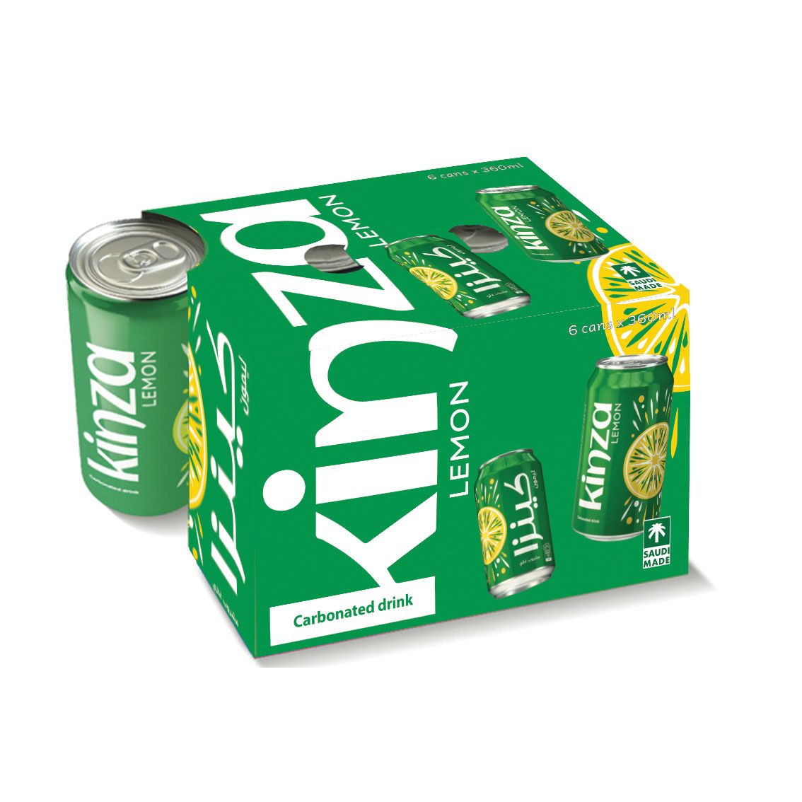 Buy Kinza Lemon Carbonated Drink Can, 6x360ml Online in UAE | Talabat UAE