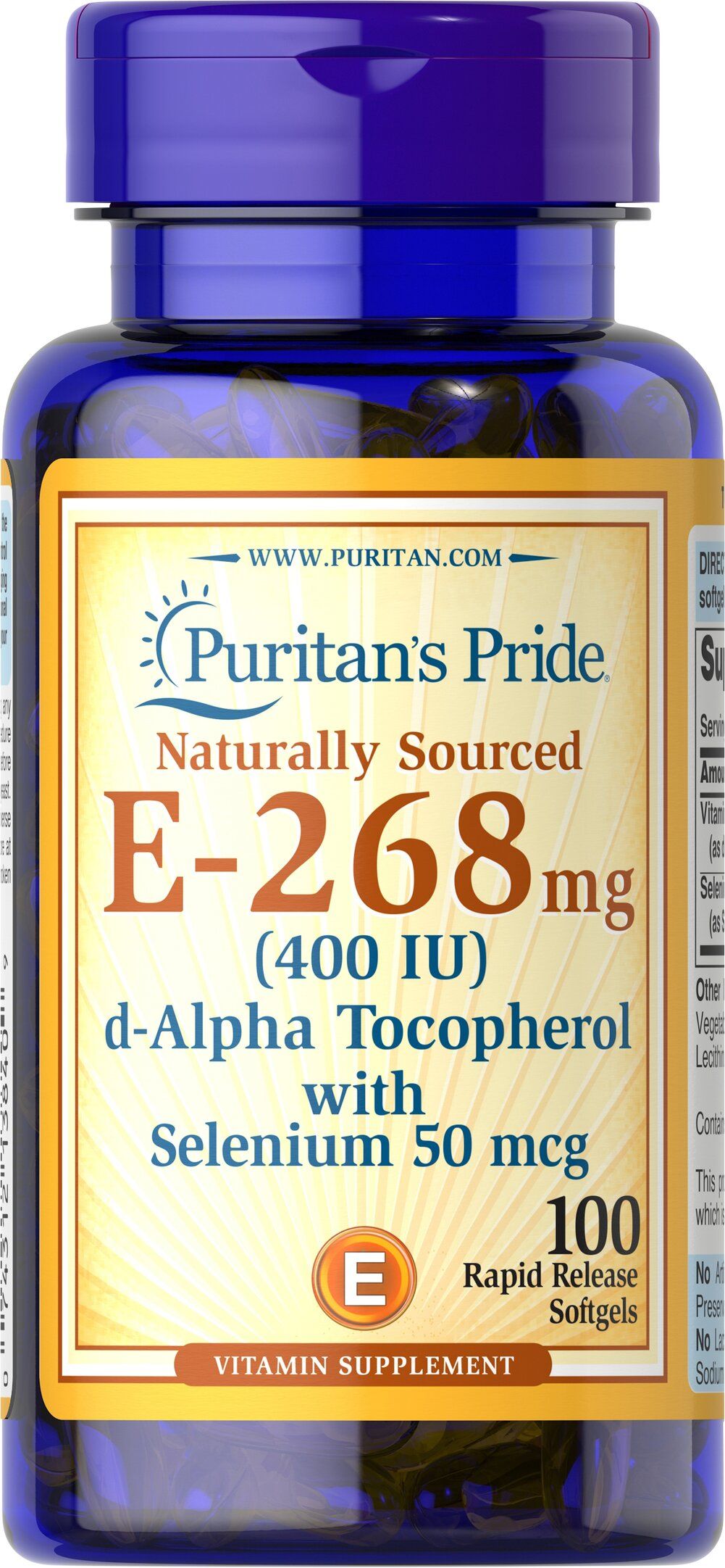 Buy Puritan's Pride E 400 with Selenium 50mcg, 100 Count Online in UAE