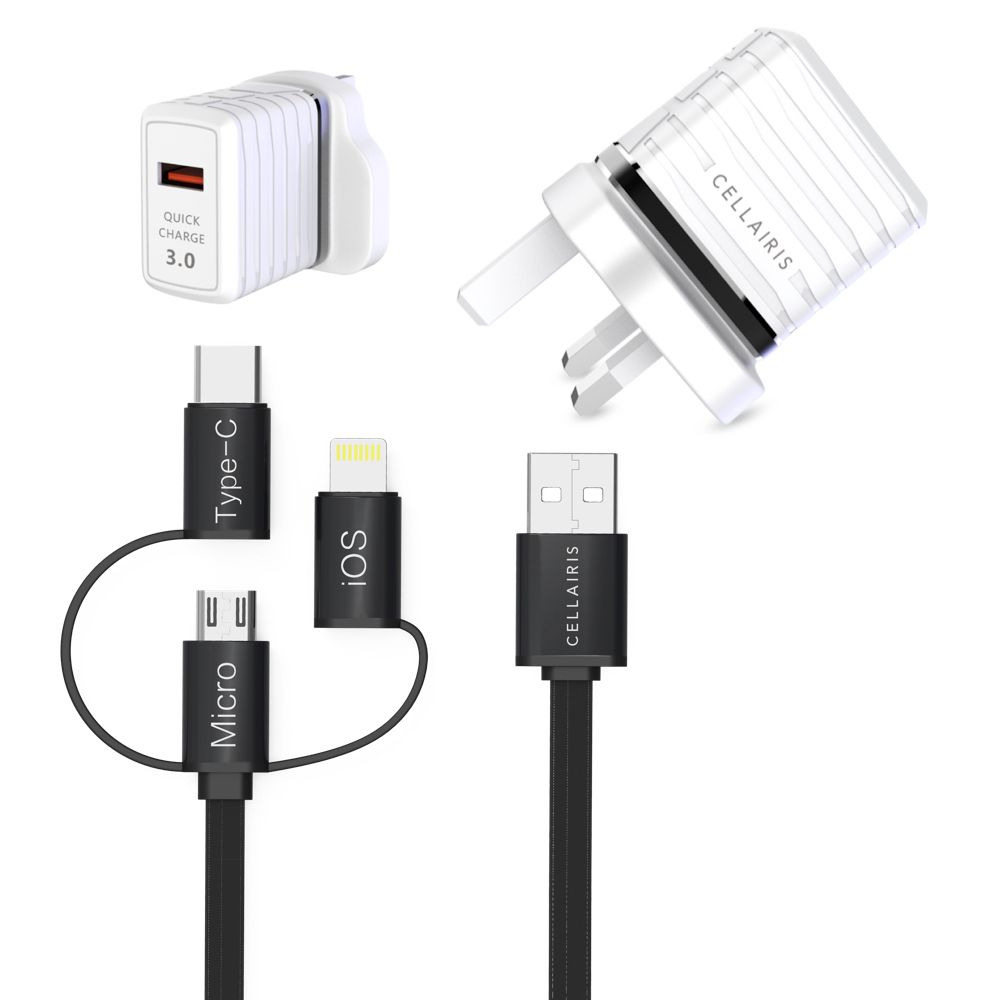 Buy QC Usb Wall Charger 3 In 1 Black Online in UAE Talabat UAE