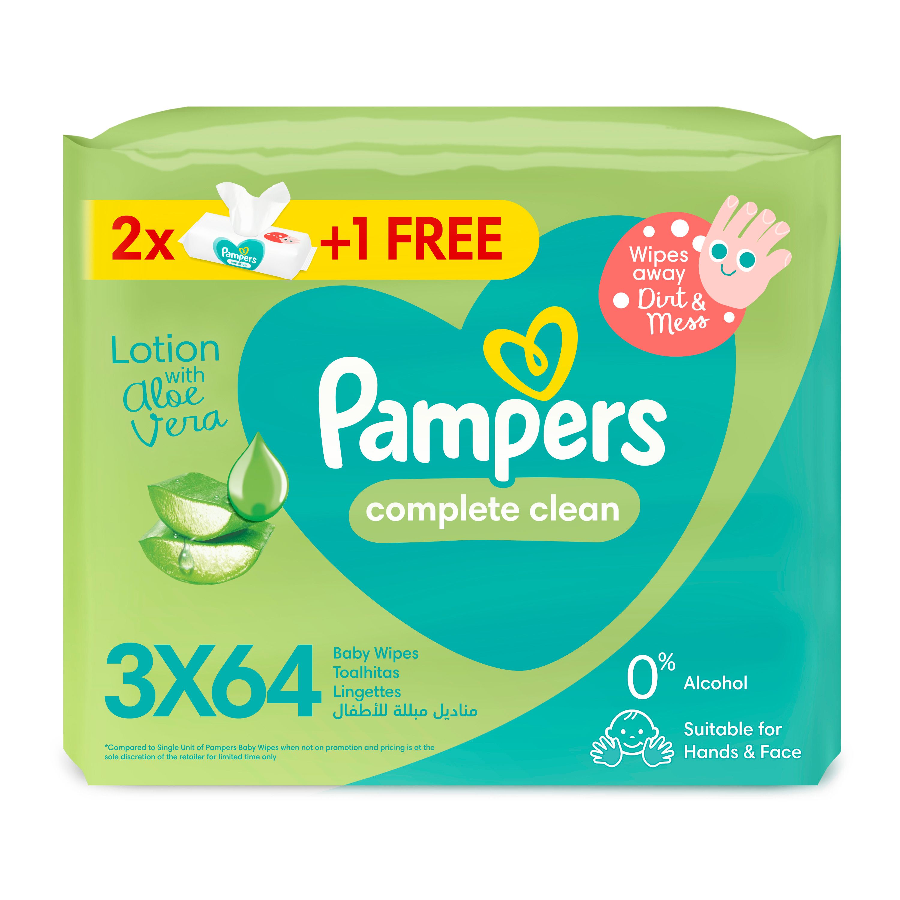 Buy Pampers Complete Clean Baby Wipes, with Aloe Vera Lotion,64 Wipes 2