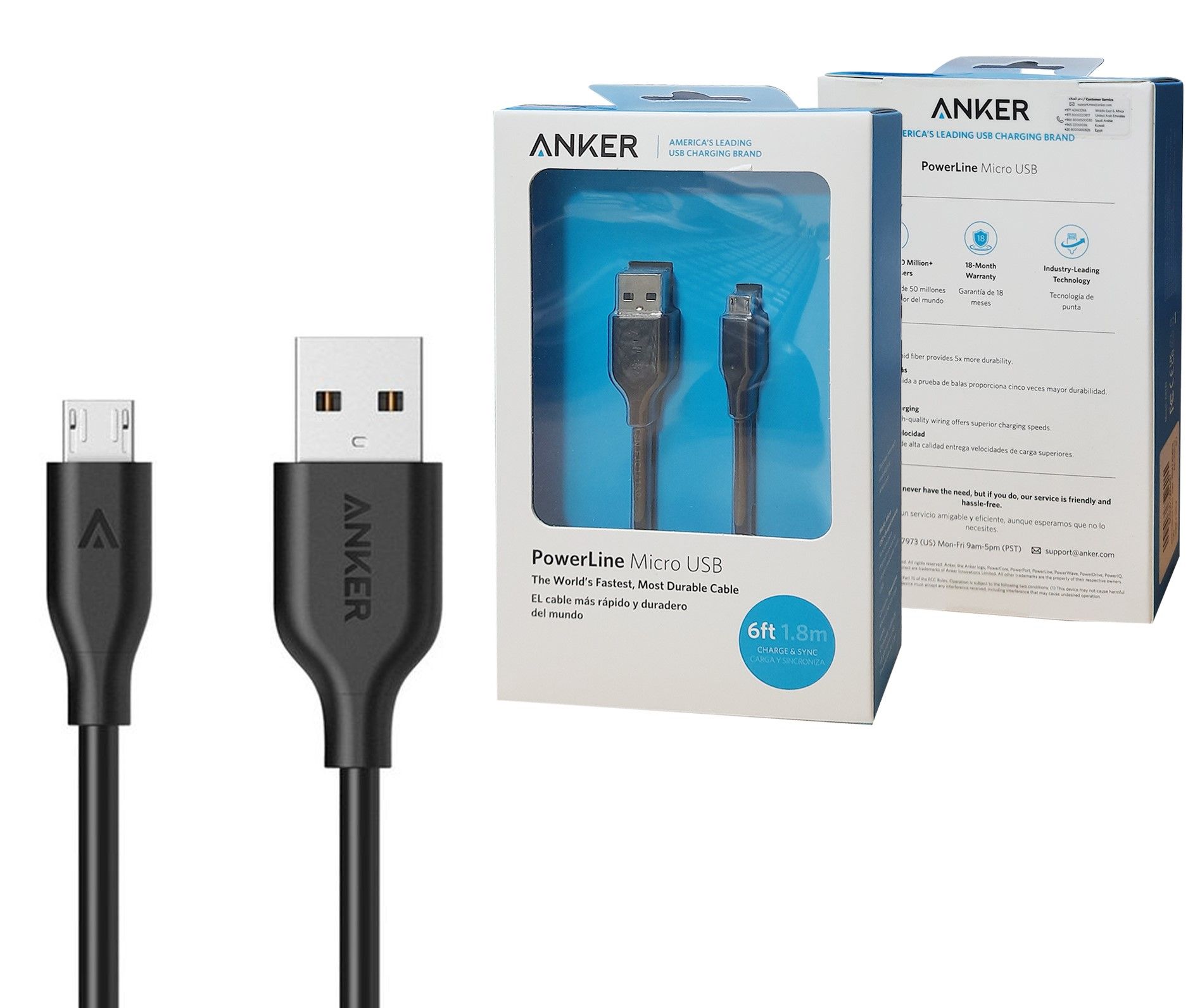 Buy Anker Powerline Micro USB Cable 1.8 mtr / Black Online in UAE | Talabat  UAE