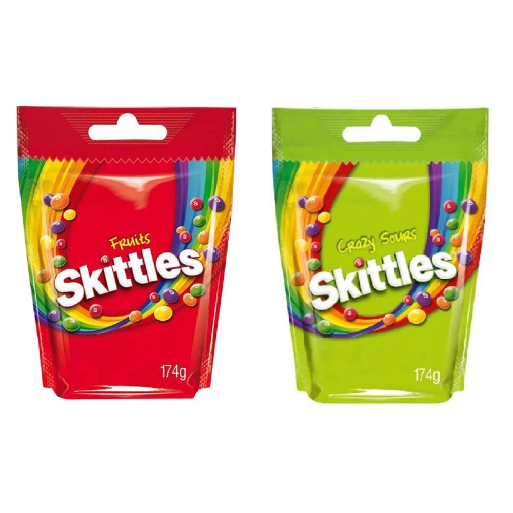 Buy Skittles Crazy Sour Candy 174g + Skittles Fruits Candy 174 g Online ...