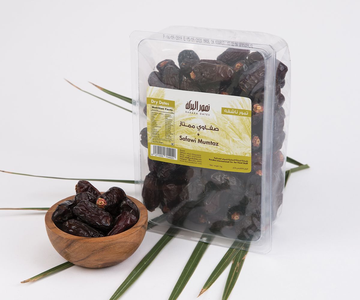 Buy Baraka Dates Safawi Mumtaz Rigid 1kg Online in Kuwait | Talabat Kuwait