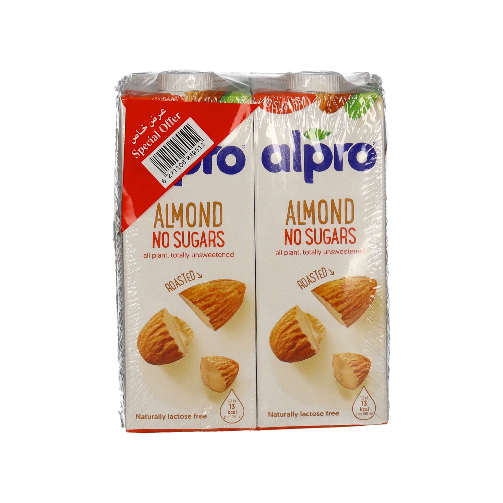 Buy Alpro Roasted Almond Milk Unsweetened, 2x1L Online in Kuwait