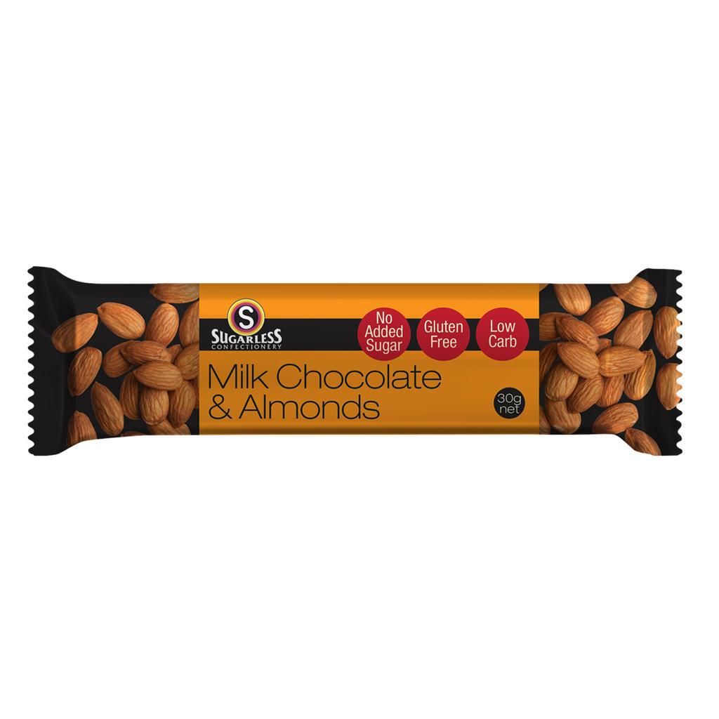 Buy Sugarless Milk Chocolate & Almonds With Stevia 27 g Online in Kuwait Talabat Kuwait