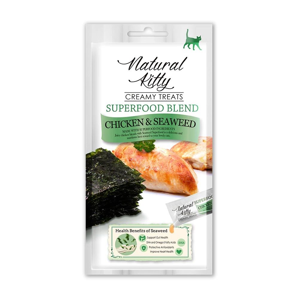 Buy Natural Kitty Creamy Treats Superfood Blend Chicken & Seaweed 12