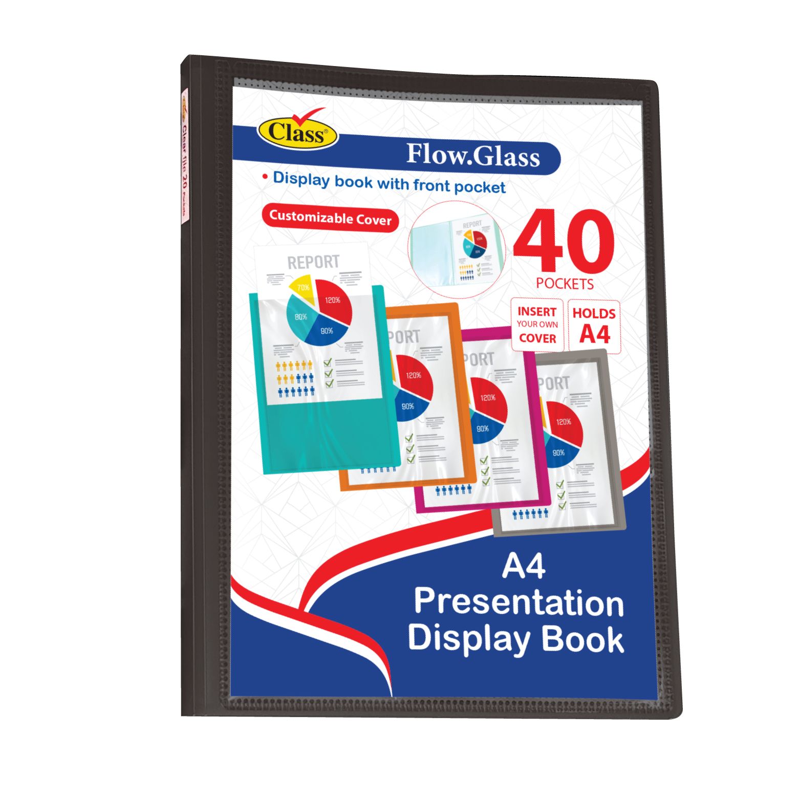 Buy Flow Glass Display Book A4 40 Pockets Black Online in Kuwait