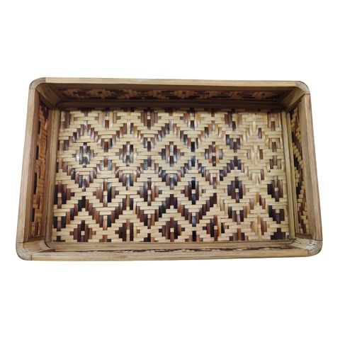 Pisces Bamboo Tray - Jamdani Box Design - Large (15" X 10") 1 Piece