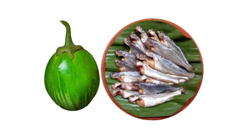 Chhuya Gulsha Fish Clean 225g & White Brinjal/Eggplant (Begun) 500g ± 20g