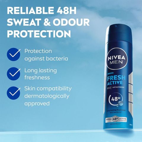 Nivea Men Fresh Active Deodorant Spray 150ml delivery in