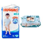 Huggies Dry Baby Diaper Belt Tape Xl (11-16kg) 42 Pieces & Smart Care Wet Wipes With Fliptop 72 pcs Combo