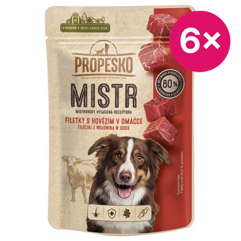 Propesko Mistr Kapsička s hovězím v omáčce pro psy | 6 x 85 g