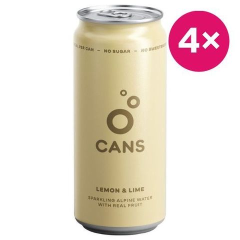 CANS Lightly Sparkling Alpine Water with Lemon and Lime Flavour | 4 x 330 ml