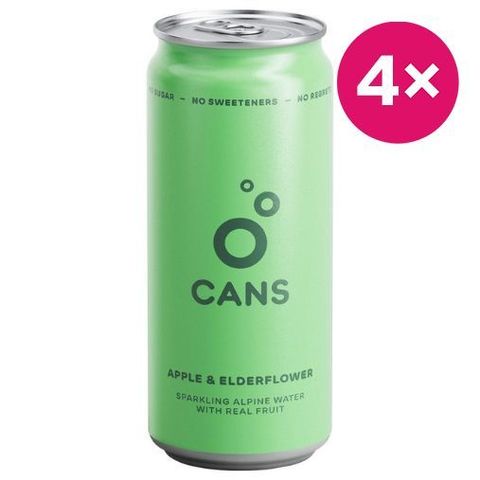 CANS Lightly Sparkling Alpine Water with Apple and Elderflower Flavour | 4 x 330 ml