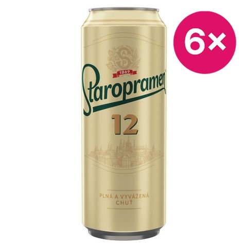 Staropramen 12 Pale Lager Beer in Can | 6 x 0.5 l