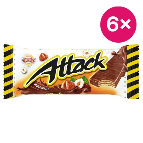 Sedita Attack Hazelnut Cream Wafers in Milk Cocoa Coating | 6 x 30 g